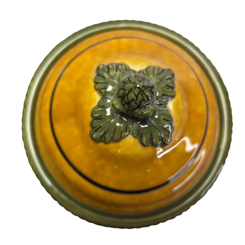 Raymond Waites Renaissance Sm Covered Canister Jar Ceramic Fruit Floral Read